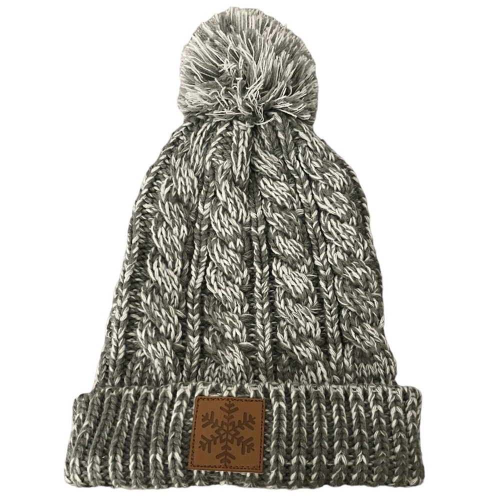Gertex Unisex Cable Knit Pompon Gray Knit Beanie Cap Hat